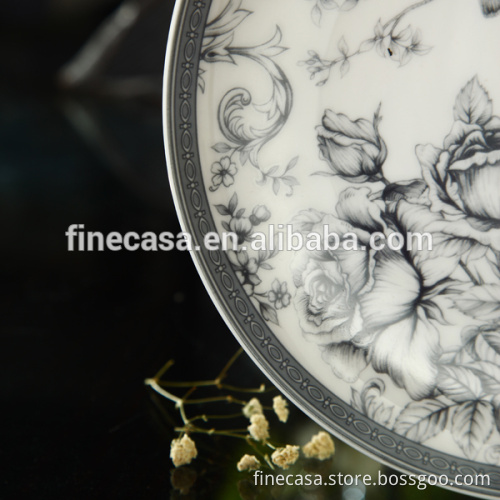 8 Inches Elegant New Bone China Porcelain Side Plate set of Nocturne